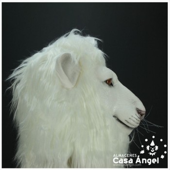 CARETA DE LÁTEX LEÓN BLANCO CON PELO