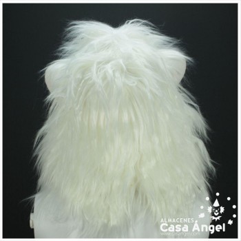 CARETA DE LÁTEX LEÓN BLANCO CON PELO