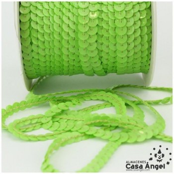 LENTEJUELA CONTINUA CUBETA VERDE FLÚOR SÓLIDO 6mm