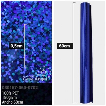 ACETATO AZUL BRILLO HOLOGRAMA 60cm