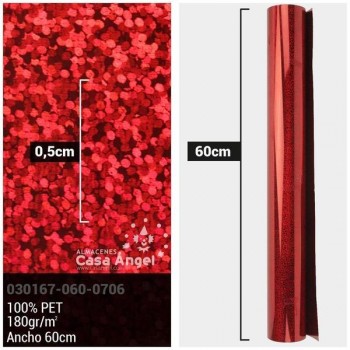ACETATO ROJO BRILLO HOLOGRAMA 60cm