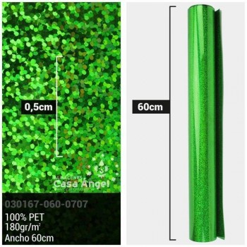 ACETATO VERDE BRILLO HOLOGRAMA 60cm