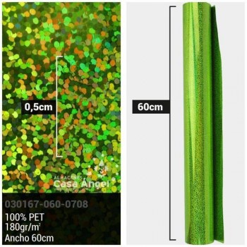 ACETATO VERDE PISTACHO BRILLO HOLOGRAMA 60cm