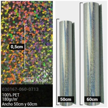 ACETATO PLATA BRILLO HOLOGRAMA 50cm Y 60cm