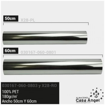 ACETATO PLATA BRILLO METÁLICO 60cm