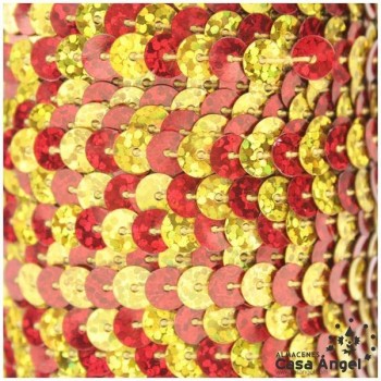 LENTEJUELA CONTINUA BICOLOR LÁSER ROJO Y ORO 6mm