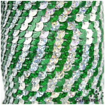 LENTEJUELA CONTINUA BICOLOR LÁSER VERDE Y PLATA 6mm