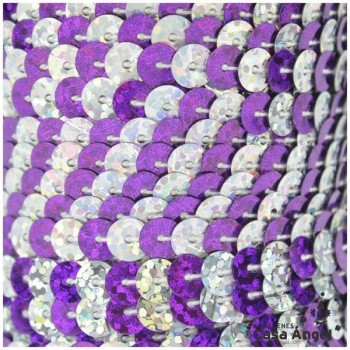 LENTEJUELA CONTINUA BICOLOR LÁSER MORADO Y PLATA 6mm