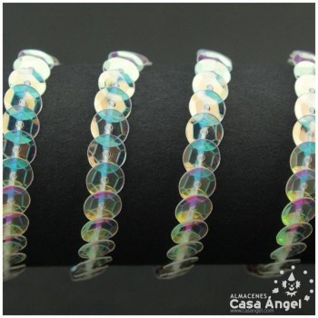 LENTEJUELA CONTINUA IRISADA ESPECIAL CUBETA TRANSPARENTE 6mm