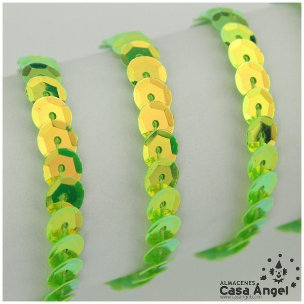 LENTEJUELA CONTINUA IRISADA ESPECIAL CUBETA VERDE FLÚOR 6mm