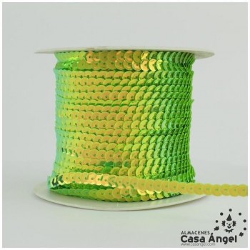 LENTEJUELA CONTINUA IRISADA ESPECIAL CUBETA VERDE FLÚOR 6mm