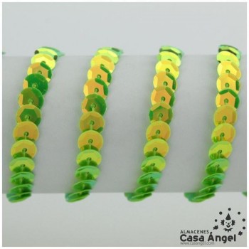 LENTEJUELA CONTINUA IRISADA ESPECIAL CUBETA VERDE FLÚOR 6mm