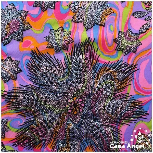 LYCRA ESTAMPADA GLITTER ARCO IRIS 150cm