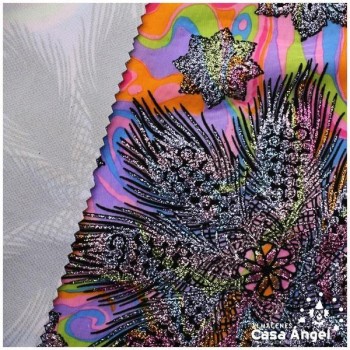 LYCRA ESTAMPADA GLITTER ARCO IRIS 150cm