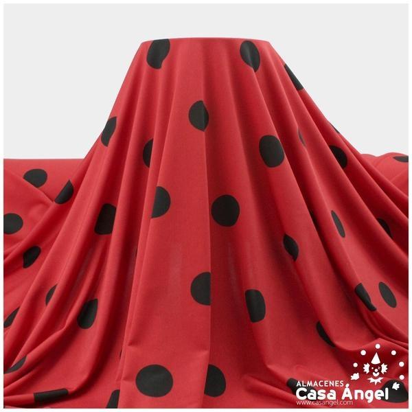 LYCRA FINA ROJA CON LUNARES NEGROS 150cm