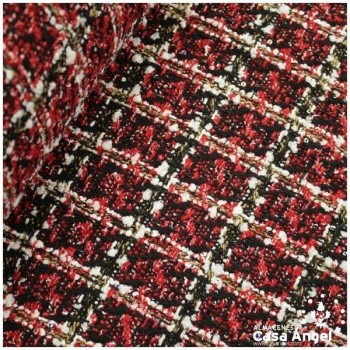 TELA CHANEL A CUADROS EN TONOS DE ROJO SERIE ESPOIR 150cm