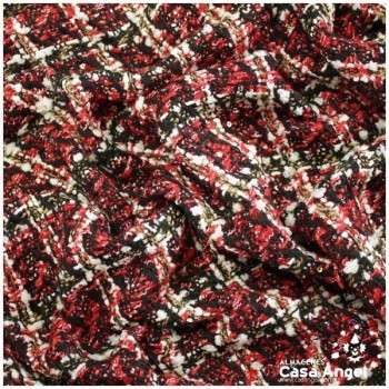 TELA CHANEL A CUADROS EN TONOS DE ROJO SERIE ESPOIR 150cm