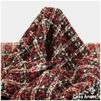 TELA CHANEL A CUADROS EN TONOS DE ROJO SERIE ESPOIR 150cm