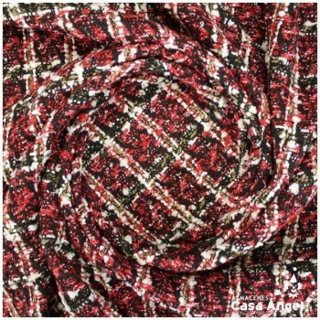 TELA CHANEL A CUADROS EN TONOS DE ROJO SERIE ESPOIR 150cm