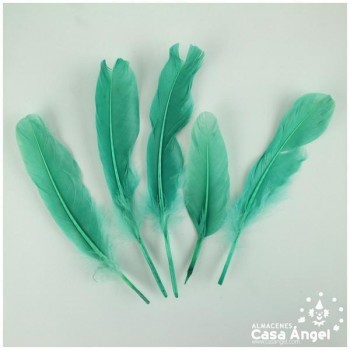 BOLSA DE 50 PLUMAS DE PATO VERDE ENTRE 12cm Y 16cm