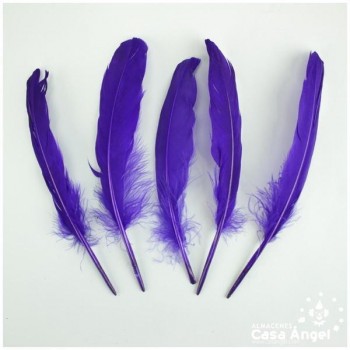 BOLSA DE 50 PLUMAS DE PATO MORADAS ENTRE 12cm Y 16cm