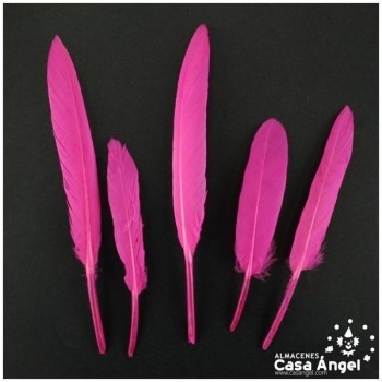 BOLSA DE 50 PLUMAS DE PATO FUCSIA ENTRE 10cm Y 14cm