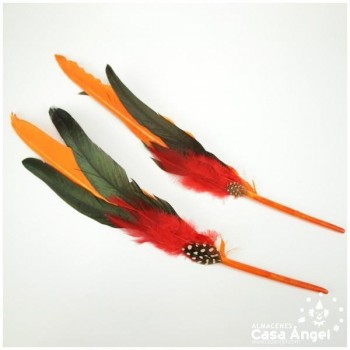 ADEREZO PAR DE PLUMAS MIXTAS PARAÍSO 28cm