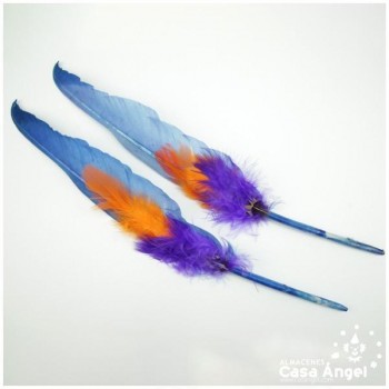 ADEREZO PAR DE PLUMAS MIXTAS NÉBULA 28cm