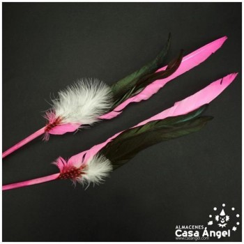 ADEREZO PAR DE PLUMAS MIXTAS PINK ROBIN 28cm