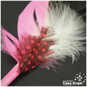 ADEREZO PAR DE PLUMAS MIXTAS PINK ROBIN 28cm