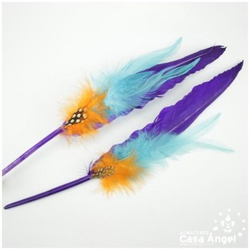 ADEREZO PAR DE PLUMAS MIXTAS CAYANA 28cm