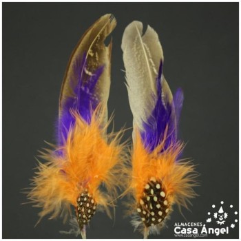 ADEREZO PAR DE PLUMAS COMBINADAS 14cm