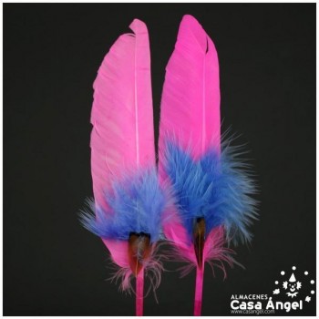 ADEREZO PAR DE PLUMAS MIXTAS COLIBRÍ 18cm