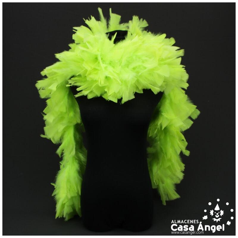 BOA DE PLUMAS DE PAVO 180cm EXTRAGRUESA AMARILLO FLÚOR 120gr