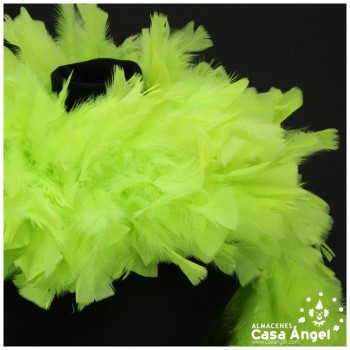 BOA DE PLUMAS DE PAVO 180cm EXTRAGRUESA AMARILLO FLÚOR 120gr