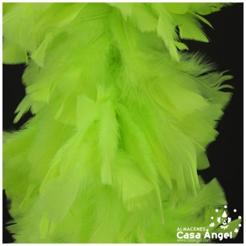BOA DE PLUMAS DE PAVO 180cm EXTRAGRUESA AMARILLO FLÚOR 120gr