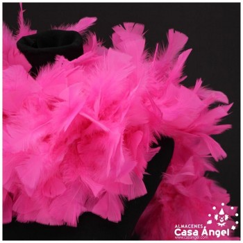 BOA DE PLUMAS DE PAVO 180cm EXTRAGRUESA ROSA FLÚOR 120gr