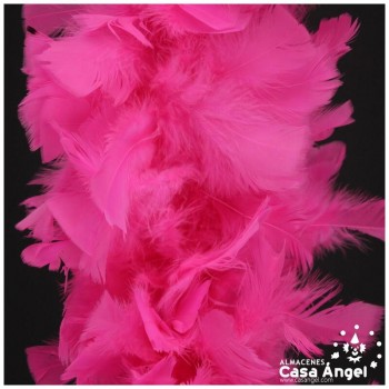 BOA DE PLUMAS DE PAVO 180cm EXTRAGRUESA ROSA FLÚOR 120gr
