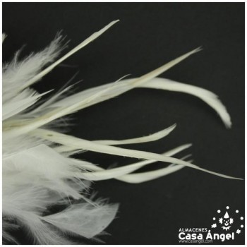 POMO COMBINADO DE PLUMAS BLANCAS DE PAVO Y GALLO 26cm BOLSA 2uds