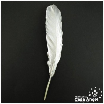 PAR DE PLUMAS DE PATO PLATEADAS 18cm