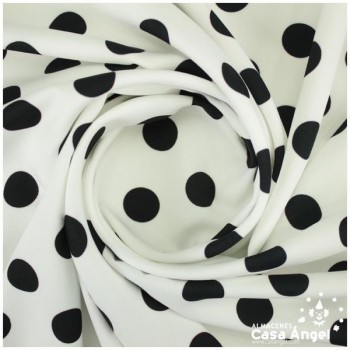 BIO ELASTIC DE LUNARES NEGROS EN FONDO BLANCO 150cm