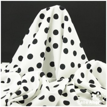 BIO ELASTIC DE LUNARES NEGROS EN FONDO BLANCO 150cm