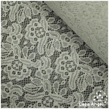 TELA DE ENCAJE BLANCO BORDADO CON LÚREX PLATA SERIE LEFKARA 135cm