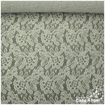 TELA DE ENCAJE BLANCO BORDADO CON LÚREX PLATA SERIE LEFKARA 135cm