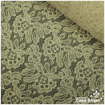 TELA DE ENCAJE BEIGE BORDADO CON LÚREX ORO SERIE LEFKARA 135cm