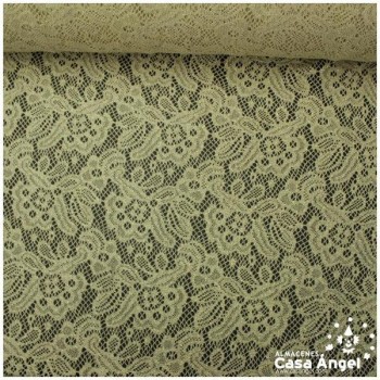 TELA DE ENCAJE BEIGE BORDADO CON LÚREX ORO SERIE LEFKARA 135cm