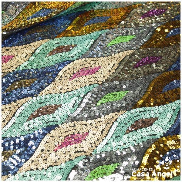 TUL CON BRECHAS DE LENTEJUELAS MULTICOLOR SERIE BOW 130cm