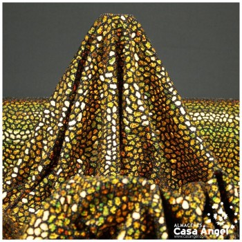 PUNTO FIESTA CON ACETATO ORO HOLOGRAMA SERIE DRAC-ARIS 150cm