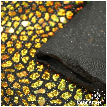 PUNTO FIESTA CON ACETATO ORO HOLOGRAMA SERIE DRAC-ARIS 150cm