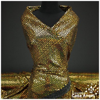 PUNTO FIESTA CON ACETATO ORO HOLOGRAMA SERIE DRAC-ARIS 150cm